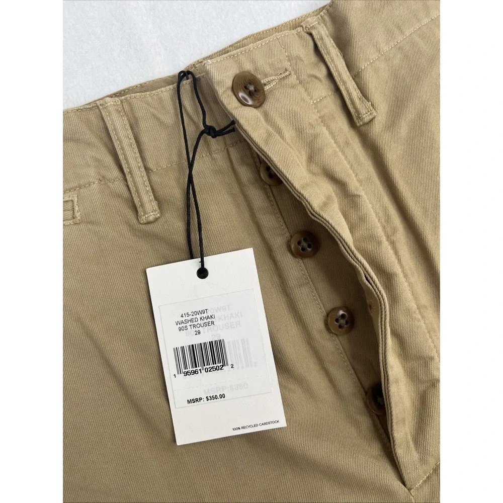 RE/DONE 90s High-Rise Loose Trousers 29 Button Fly Twill Chino Washed Khaki